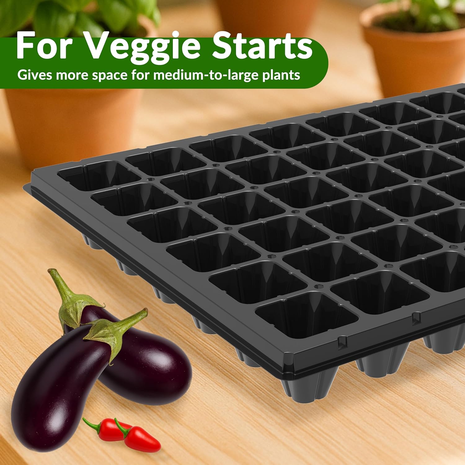 10 Pack 72 Cell Seed Starter Trays, 1.75" Deep Plug Tray for Seedlings, Thick Seedling Trays with Drainage Holes, Fit Standard 1020 Drip Tray