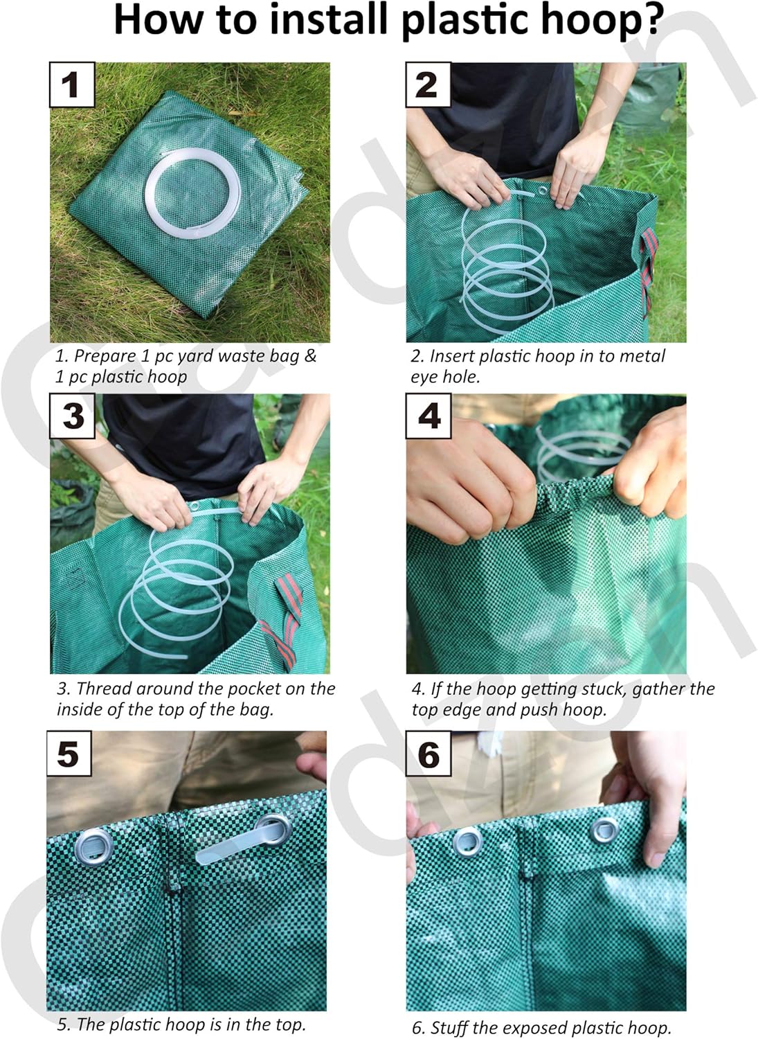 3-Pack 32 Gallon Yard Waste Bags, Reusable Heavy Duty Collapsible Garden Leaf Bags with Plastic Ring, Stand-Up Yard Waste Bin for Leaves, Lawn Debris & Grass Clippings