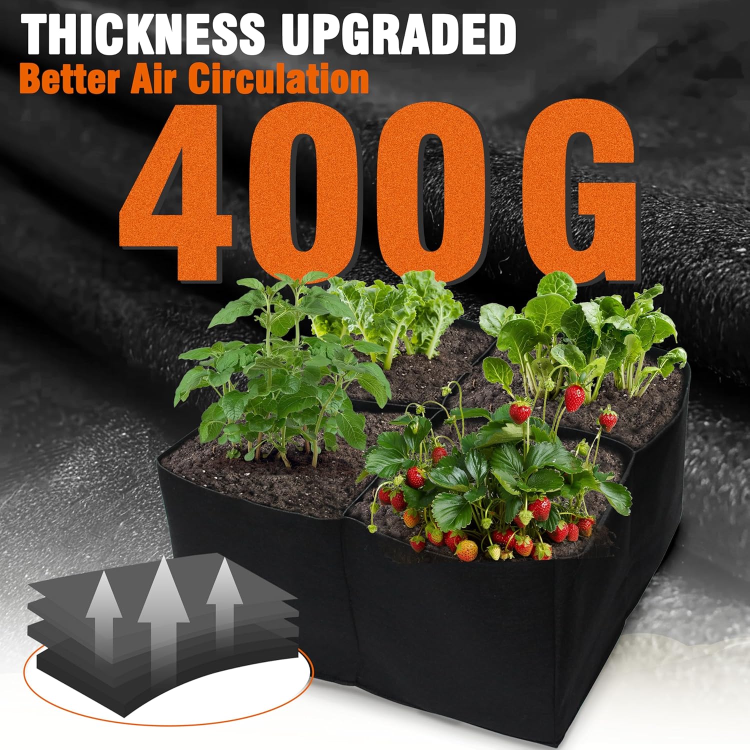 2 Pack Fabric Raised Garden Beds, 2x2x1 FT – 4 Grids Grow Bed for Square Foot Gardening, Planting Box for Vegetables, Herbs, Flowers
