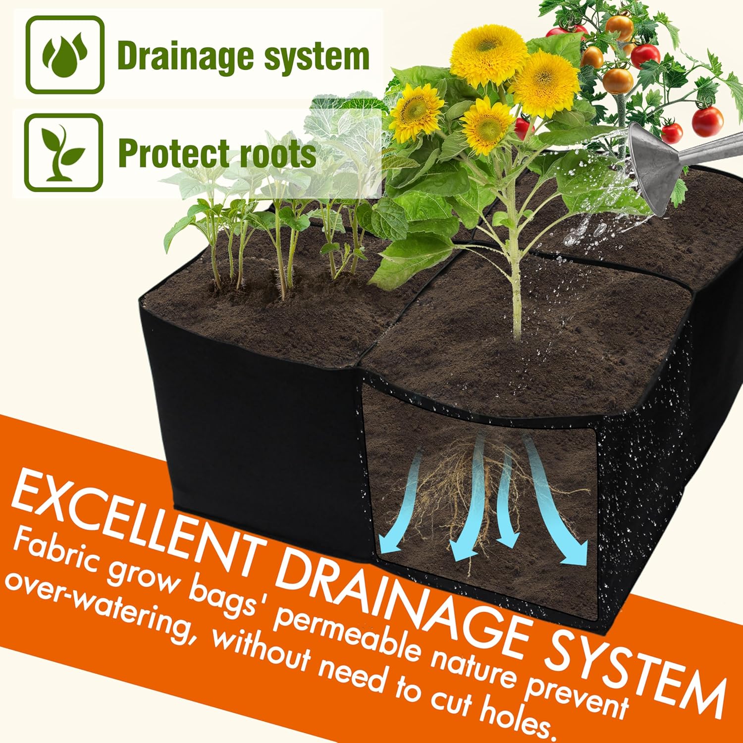 2 Pack Fabric Raised Garden Beds, 2x2x1 FT – 4 Grids Grow Bed for Square Foot Gardening, Planting Box for Vegetables, Herbs, Flowers