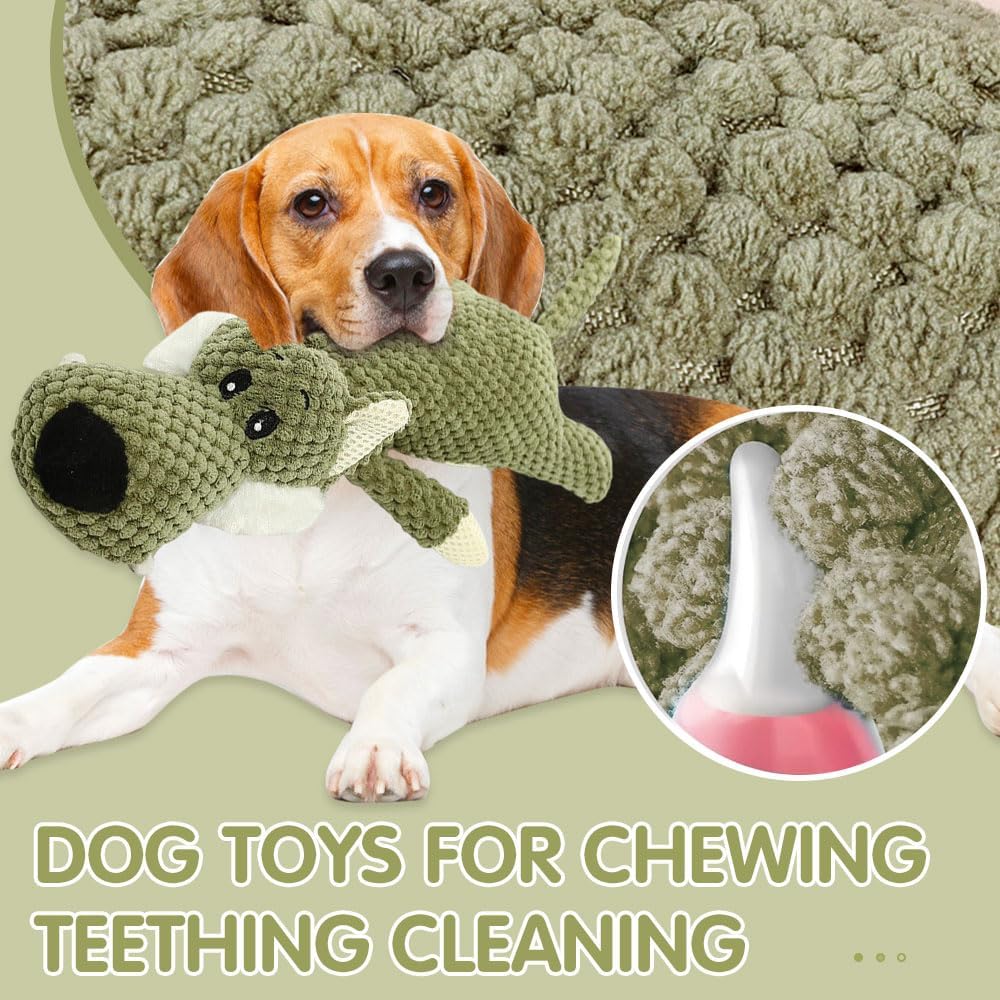 Dog Plush Toys for Aggressive Chewers, Dog Toys Indestructible Dog Puppy Squeaky Chew Toys, 2026 Interactive Dog Toys for Heavy Chewers Durable Chew Toys Dog Plush Toy Green