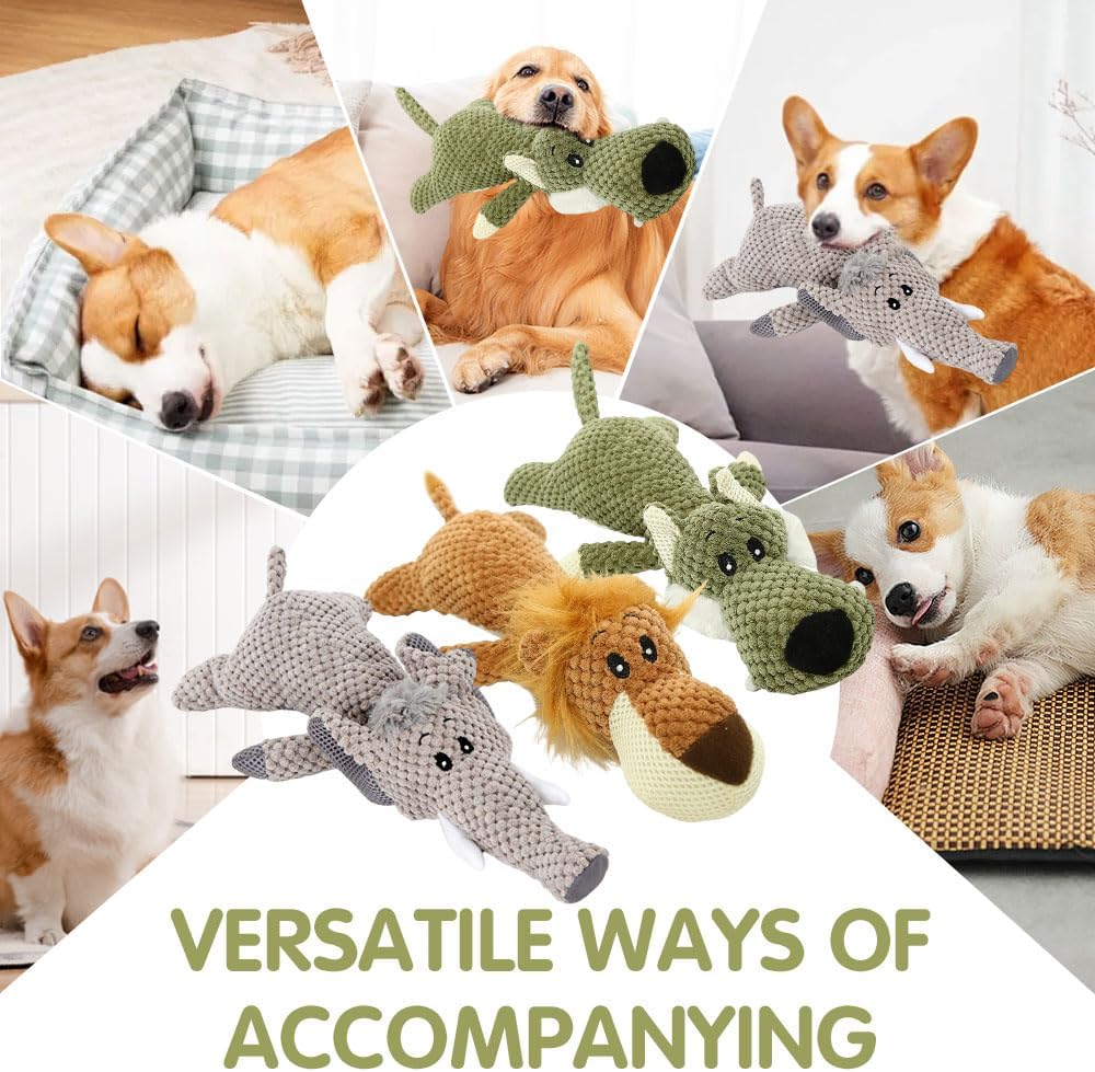 Dog Plush Toys for Aggressive Chewers, Dog Toys Indestructible Dog Puppy Squeaky Chew Toys, 2026 Interactive Dog Toys for Heavy Chewers Durable Chew Toys Dog Plush Toy Green