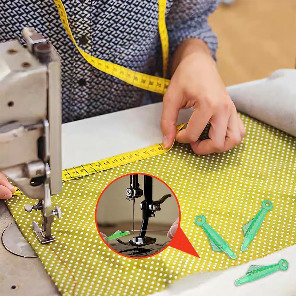Fish Mouth Sewing Machine Needle Threader, 2024 Upgrade Quick Sewing Machine Loop Easy Selfthread Needle Threaders Tool, Automatic Sewing Needle Threader Simple Needle Threader Green*5