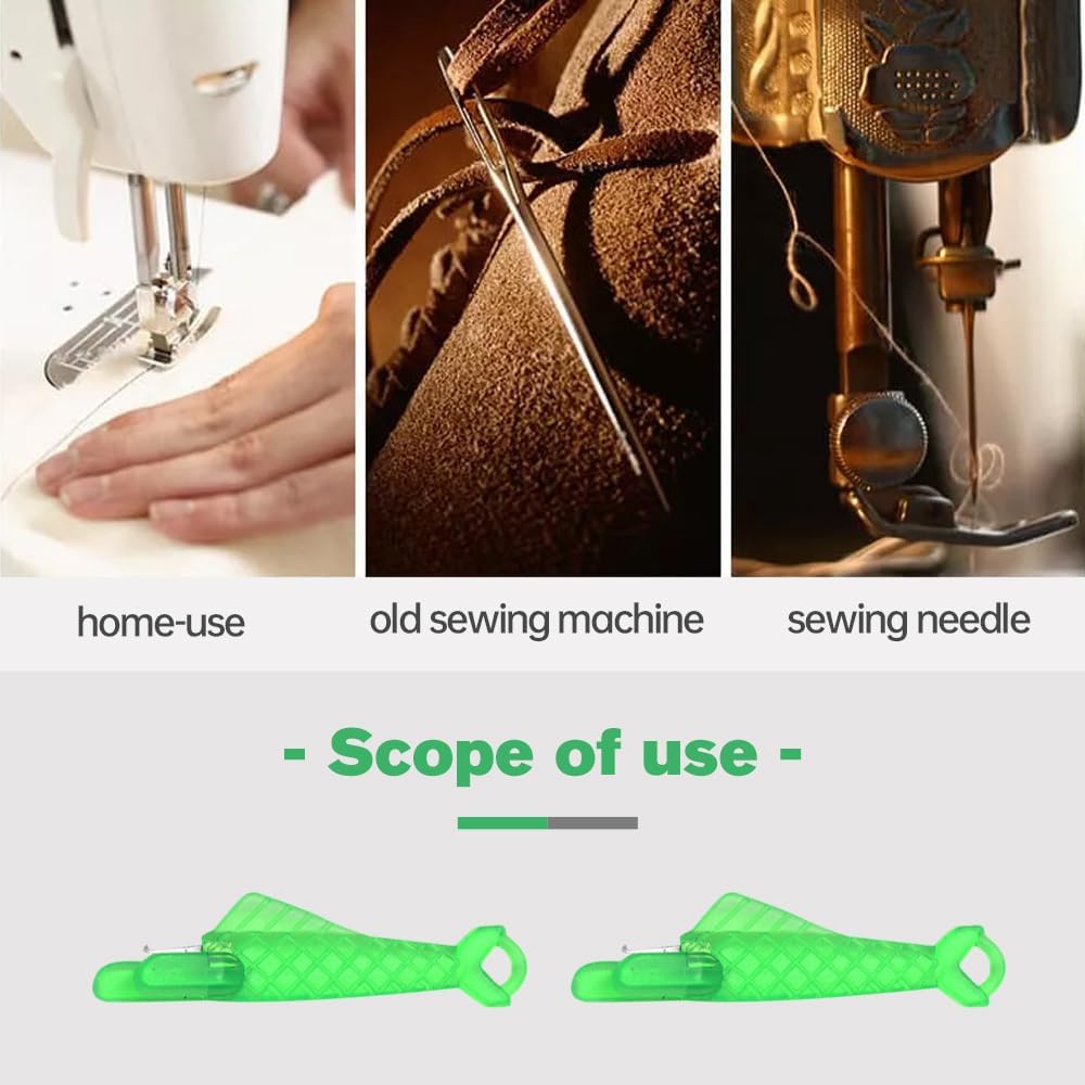 Fish Mouth Sewing Machine Needle Threader, 2024 Upgrade Quick Sewing Machine Loop Easy Selfthread Needle Threaders Tool, Automatic Sewing Needle Threader Simple Needle Threader Green*5
