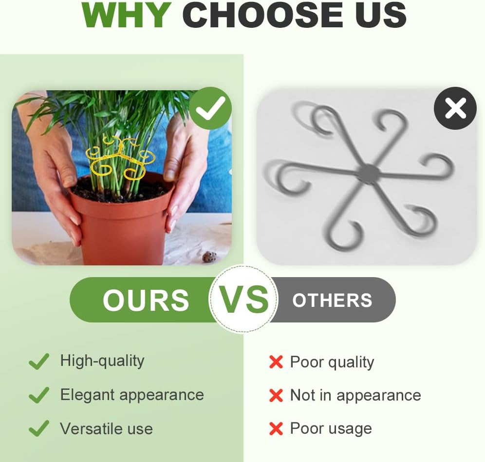 Plant Stem Support Set, 2025 New Reusable Plastic Climbing Plant Support Plant Trellis 3/6 Pcs, Upgrade Climbing Houseplant Support Stakes for Indoor Plants Stem Holder 3, Flower Goldern