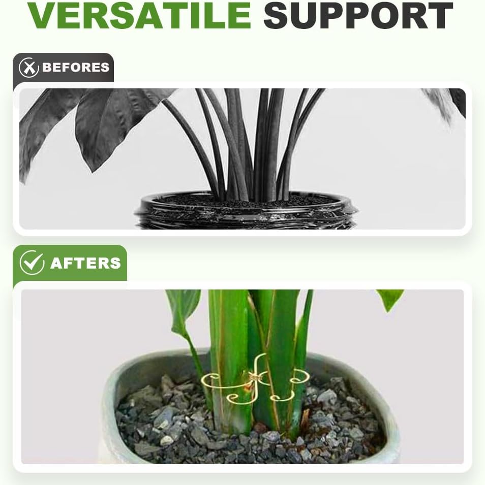 Plant Stem Support Set, 2025 New Reusable Plastic Climbing Plant Support Plant Trellis 3/6 Pcs, Upgrade Climbing Houseplant Support Stakes for Indoor Plants Stem Holder 3, Flower Goldern