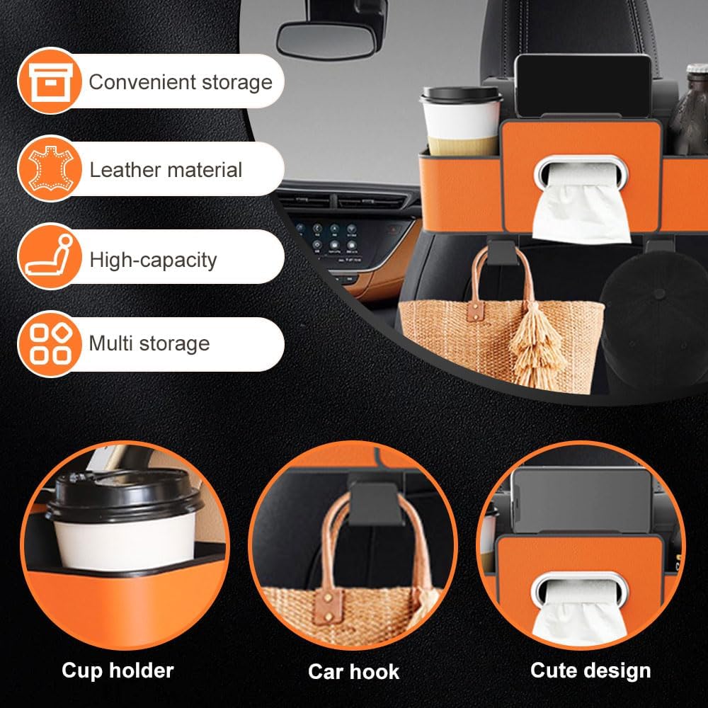 3 In 1 Car Backseat Organizer, 2026 New Multifunctional Back Seat Car Organizer for Hold Phones, Upgrade Car Seat Back Storage Box Keep Your Ride Clean Organized Black