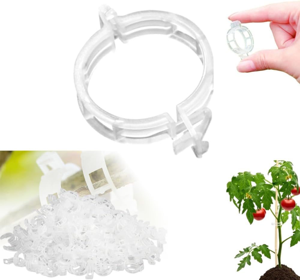 Secured Plastic Plant Clip - 100 Pcs, Garden Support Clips for Climbing Vines - Reusable, White