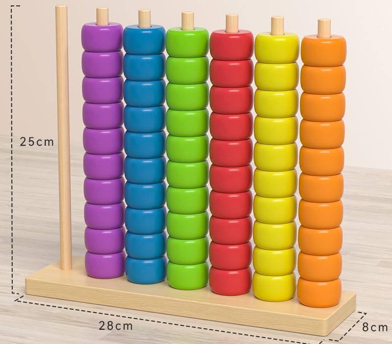 Color Matching Stacking Puzzle Game, 2026 New Fast-Paced Rainbow Ring Stacking Puzzle Game, Upgrade Wooden Color Match Challenge Game for Family Fun and Strategy Lovers #02