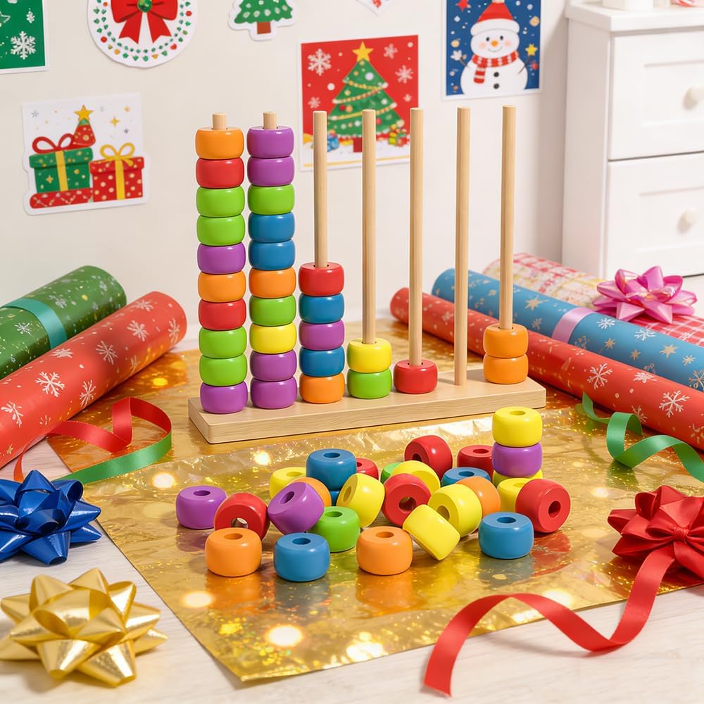 Color Matching Stacking Puzzle Game, 2026 New Fast-Paced Rainbow Ring Stacking Puzzle Game, Upgrade Wooden Color Match Challenge Game for Family Fun and Strategy Lovers #02