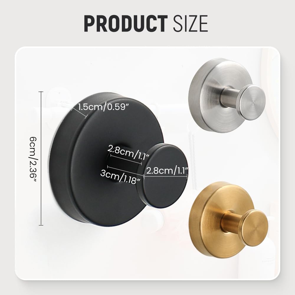 Suction Cup Hooks for Wreaths on Glass, 2025 New Stainless Steel Waterproof Suction Cup Hooks, Upgrade Hold No Drill Hooks for Bathroom Shower Mirrors Kitchens Hanging Towels Hooks 2, Goldern