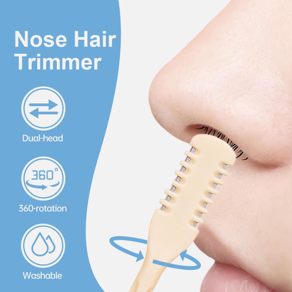 2 in 1 Nasal Hair Cutter, 2025 New Double Sided Nose Hair Knife Nostril Hair Remover Tool, Upgrade Manual 360° Rotating Nose Hair Trimmer with Ear Digger for Men, Women Green X6