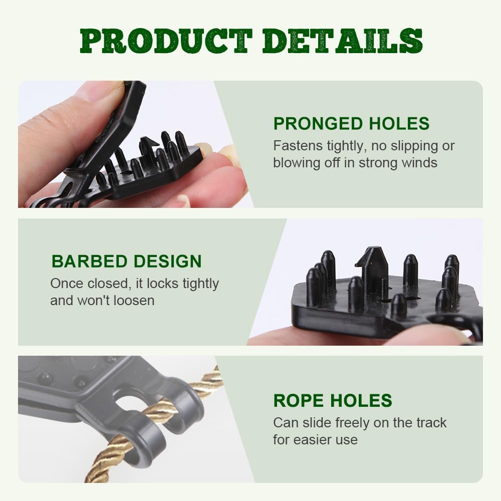 Shade Cloth Heavy Duty Lock Grip, 2026 New Greenhouse Shade Cloth Fix Clamp Tent Clips Windproof Awning Clamp Grip, Upgrade Greenhouse Cloths Fix Clamp 30/50/60Pcs Lock Grip Set 30, Black