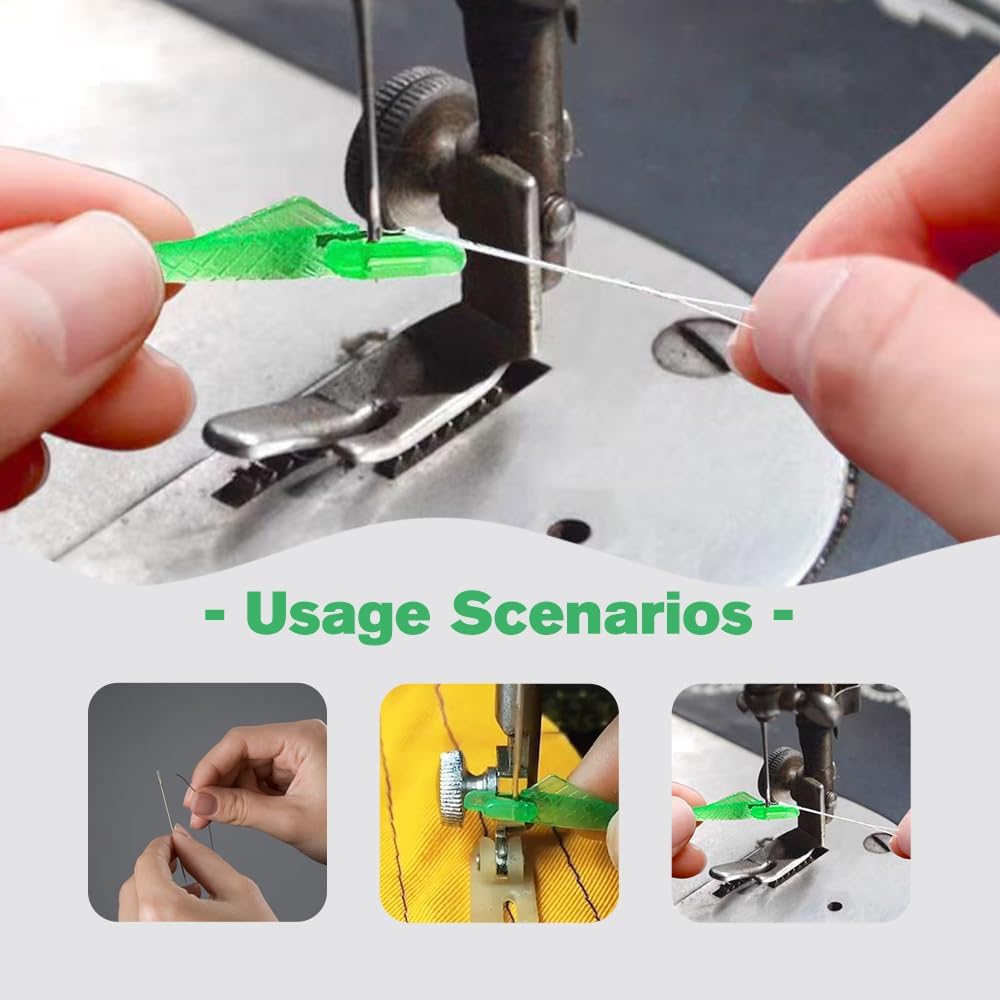 Fish Mouth Sewing Machine Needle Threader, 2024 New Automatic Sewing Needle Threader Simple Needle Threader, Upgrade Quick Sewing Machine Loop Easy Selfthread Needle Threaders Tool Green*10