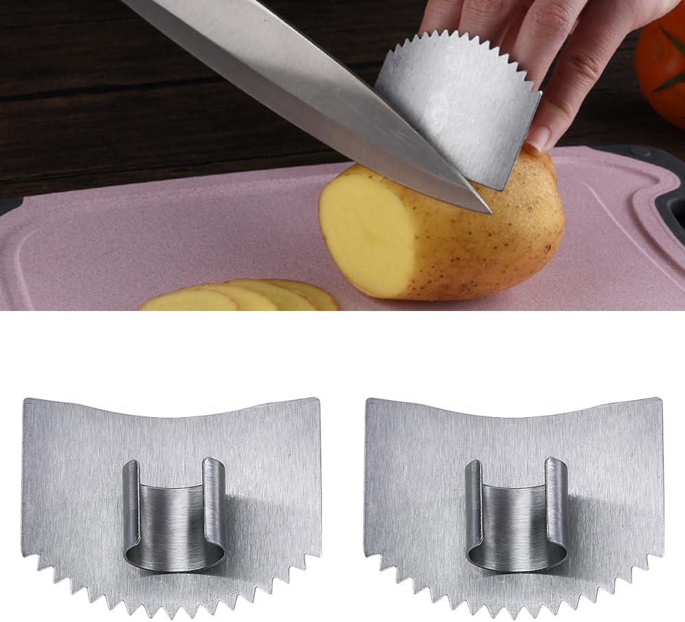 Stainless Steel Cutting Finger Guard, 2025 New Stainless Steel Finger Protector for Cutting, Upgrade Multipack Slicing Tool Finger Protector for Kitchen Protector Avoid Hurting 2