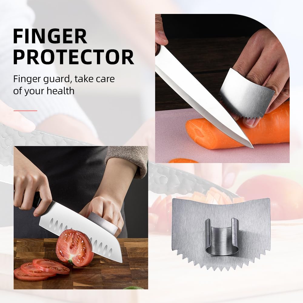 Stainless Steel Cutting Finger Guard, 2025 New Stainless Steel Finger Protector for Cutting, Upgrade Multipack Slicing Tool Finger Protector for Kitchen Protector Avoid Hurting 2