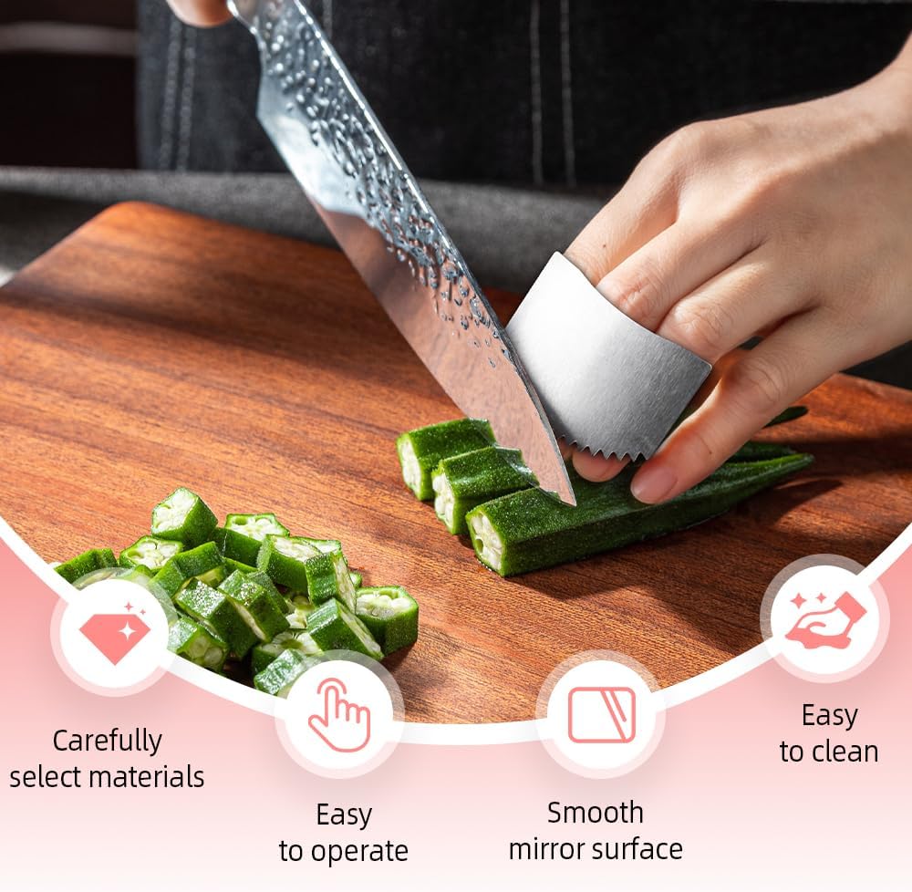Stainless Steel Cutting Finger Guard, 2025 New Stainless Steel Finger Protector for Cutting, Upgrade Multipack Slicing Tool Finger Protector for Kitchen Protector Avoid Hurting 2