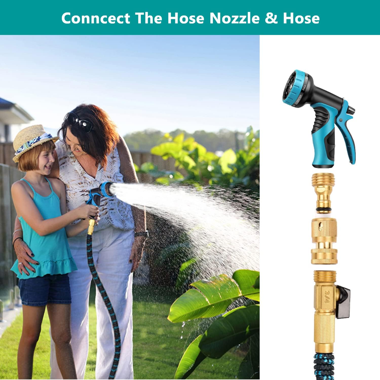 Garden Hose Quick Connector, Solid Brass 3/4 Inch Thread Fitting No-Leak Water Hose Female and Male Easy Connect 6 Sets
