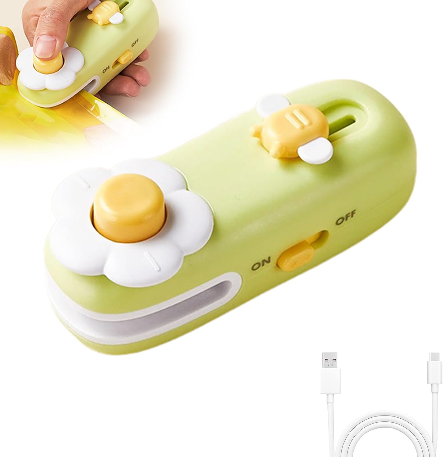 Upgraded Mini Bag Sealer, 2025 New 2 in 1 Bag Sealer Heat Seal with Cutter and Magnet, USB Rechargeable Chip Bag Sealer Heat Seal for Plastic Bags Snacks and Food Storage Green