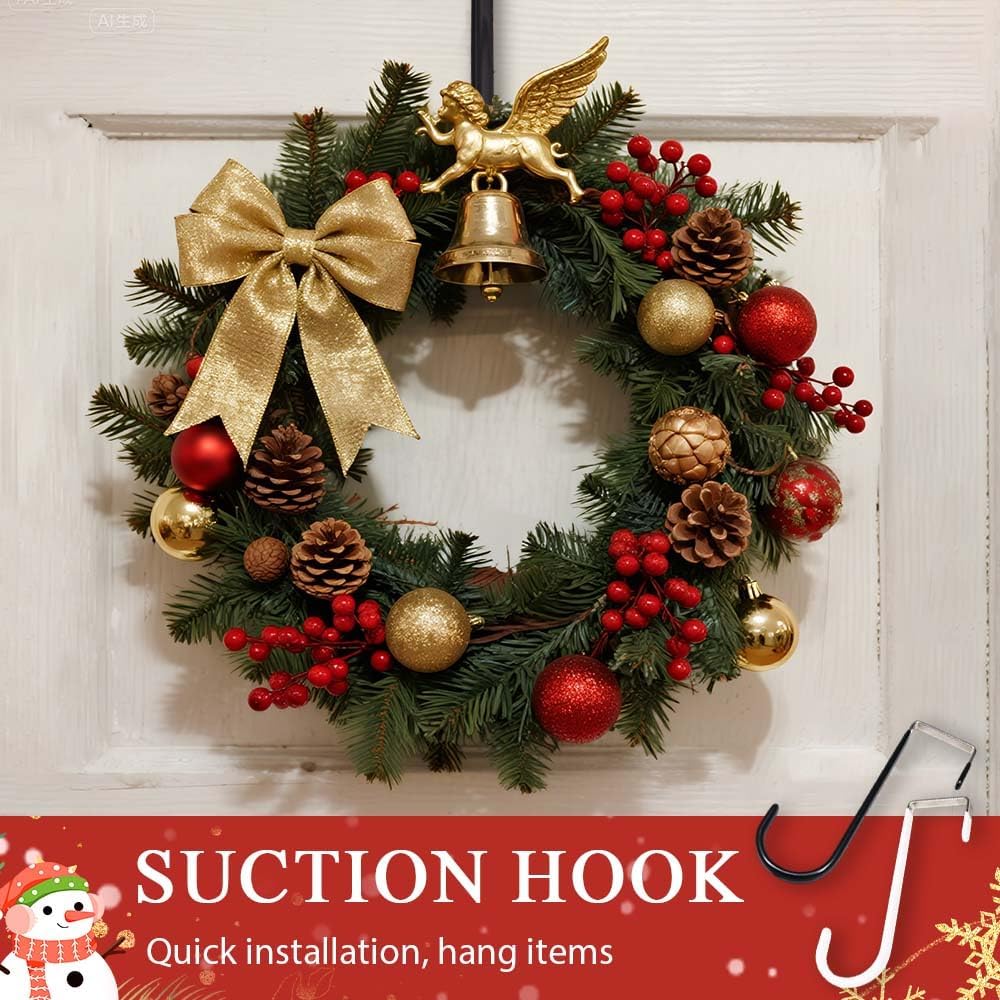 2025 New Over The Door Hooks 4 Pack, Upgrade Garland and Stocking Mantel Holders, Christmas Decorations Garland Stocking Holder Garland Hanger Dual Purpose Dorm Essentials White