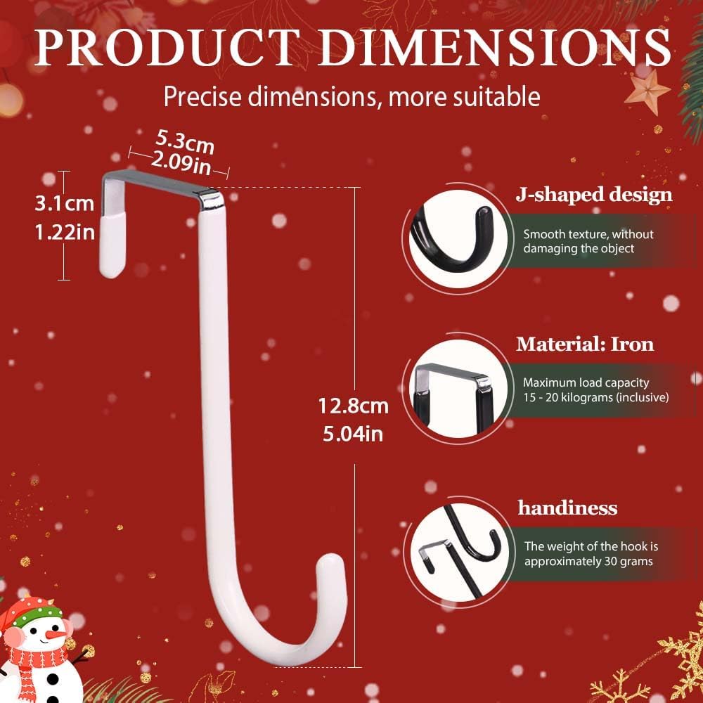 2025 New Over The Door Hooks 4 Pack, Upgrade Garland and Stocking Mantel Holders, Christmas Decorations Garland Stocking Holder Garland Hanger Dual Purpose Dorm Essentials White