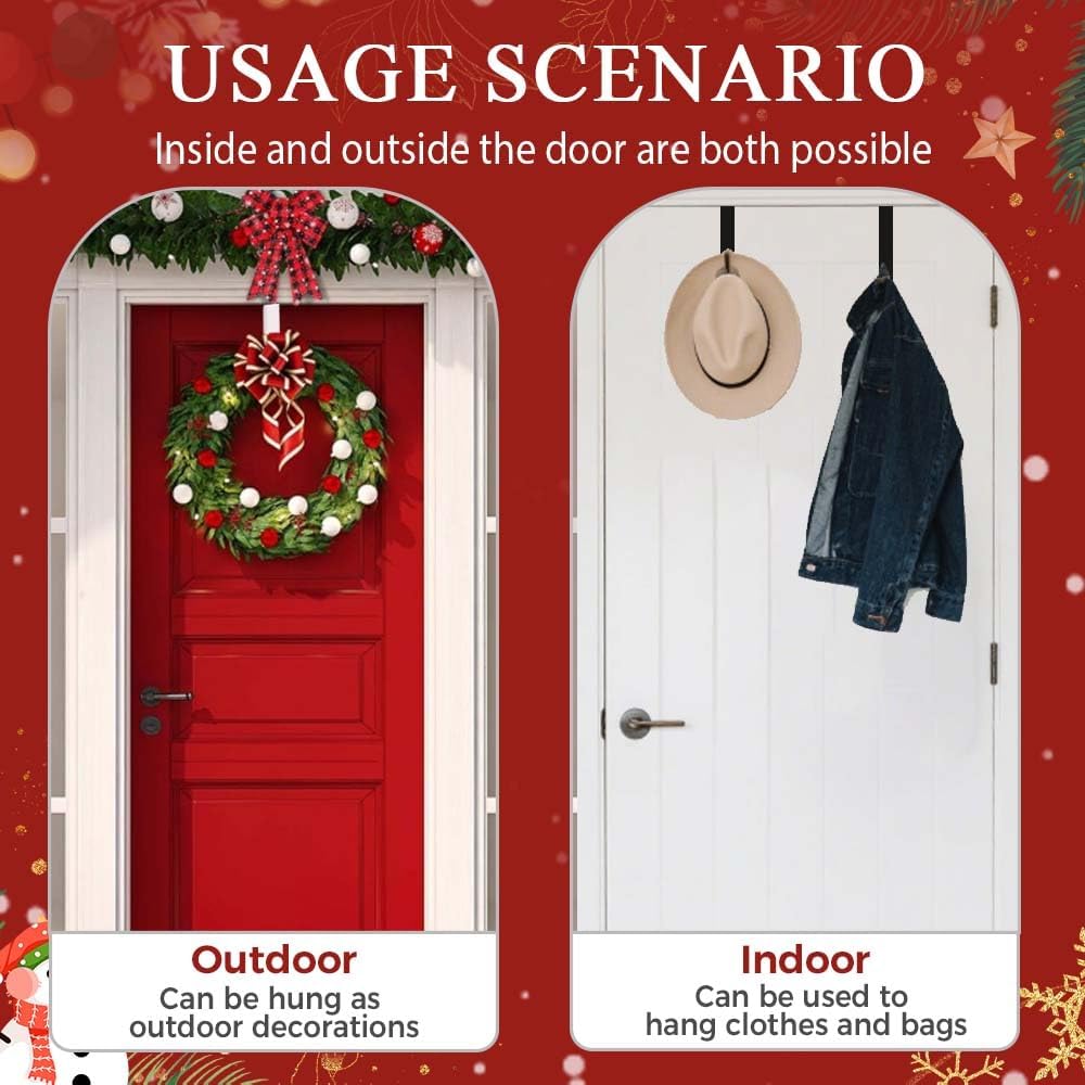 2025 New Over The Door Hooks 4 Pack, Upgrade Garland and Stocking Mantel Holders, Christmas Decorations Garland Stocking Holder Garland Hanger Dual Purpose Dorm Essentials White