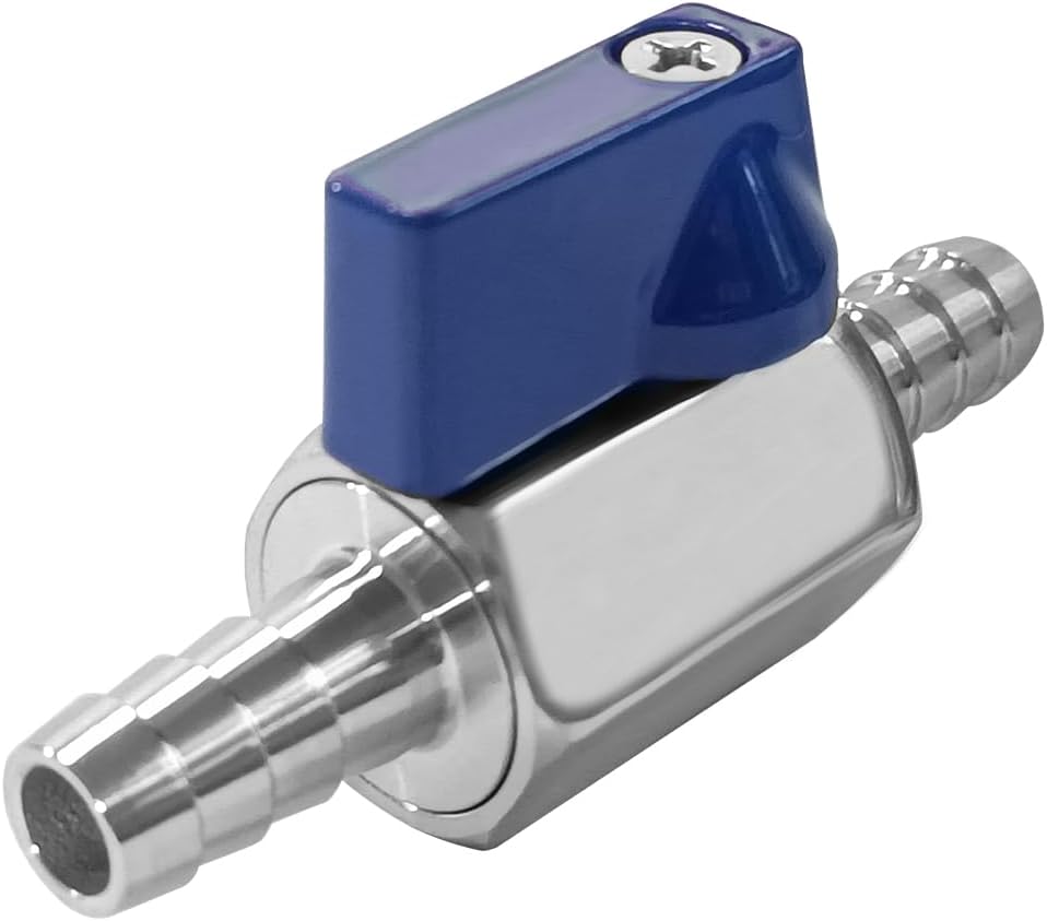 3/8” Barb Ball Valve 304 Stainless Steel Mini Shut Off Valve for 3/8 ID Hose Water Gas Fuel Drip Irrigation and Aquariums