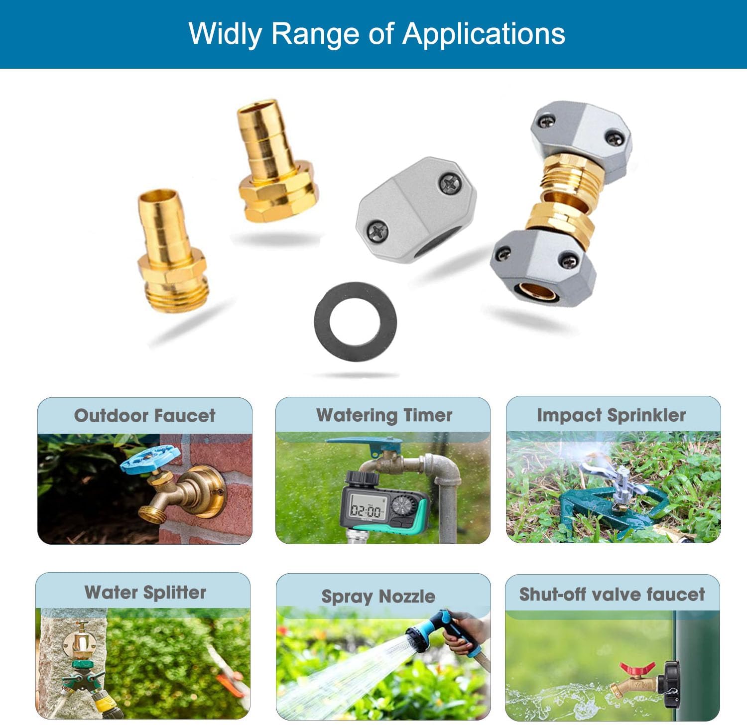 4 Sets Garden Hose Repair Connector Fitting, Aluminum Female and Male With Zinc Clamp Water Hose End Repair Connector Fit 3/4 Inch or 5/8 Inch Garden Hose