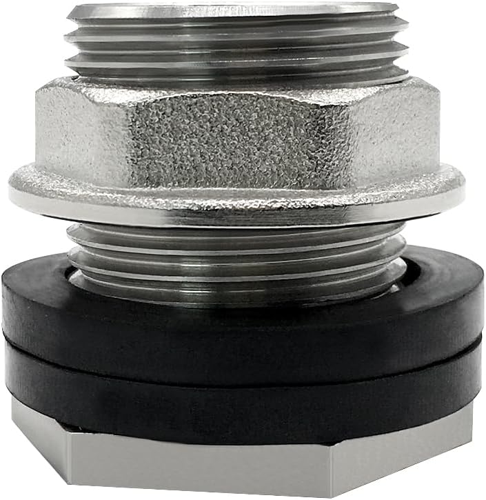 1 NPS Male to 3/4 NPT Female Stainless Steel Bulkhead Water Tank Connector Thru-bulk Fitting for Water Tank Barrel Pack of 1
