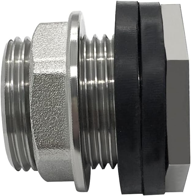 1 NPS Male to 3/4 NPT Female Stainless Steel Bulkhead Water Tank Connector Thru-bulk Fitting for Water Tank Barrel Pack of 1