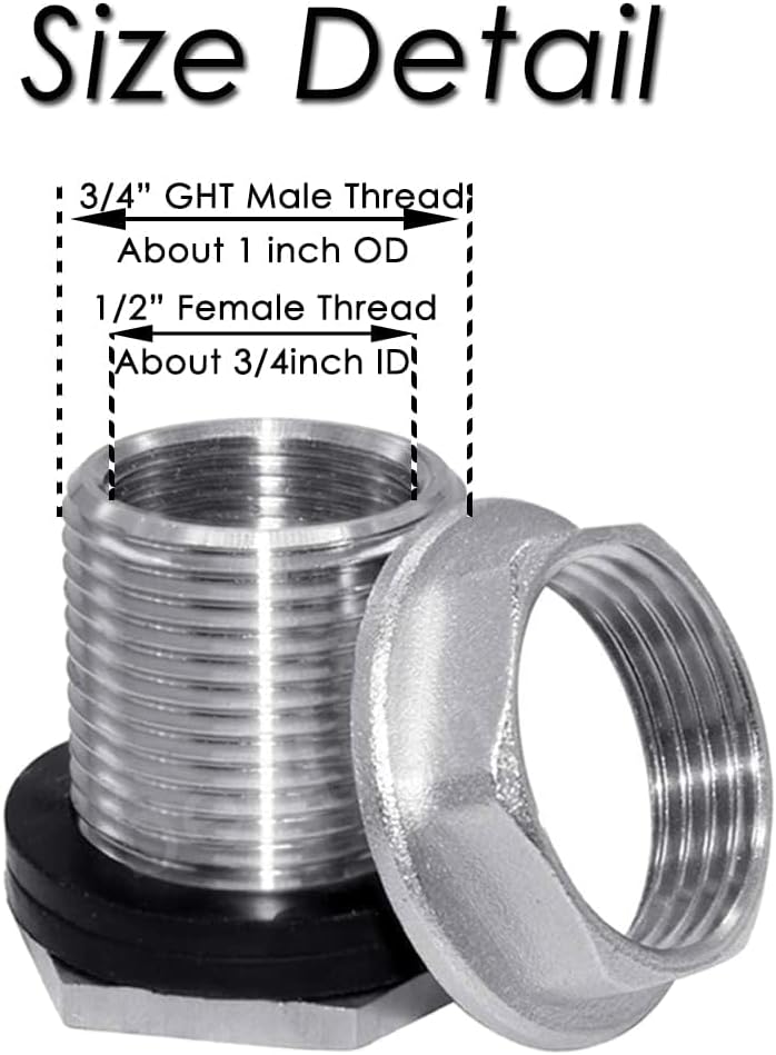 304 Stainless Steel Pig Nipple Waterer with 1/2 Female Bulkhead Fittings for Barrel Kit Feeder Automatic Water Drinker Durable Antirust Set of 5