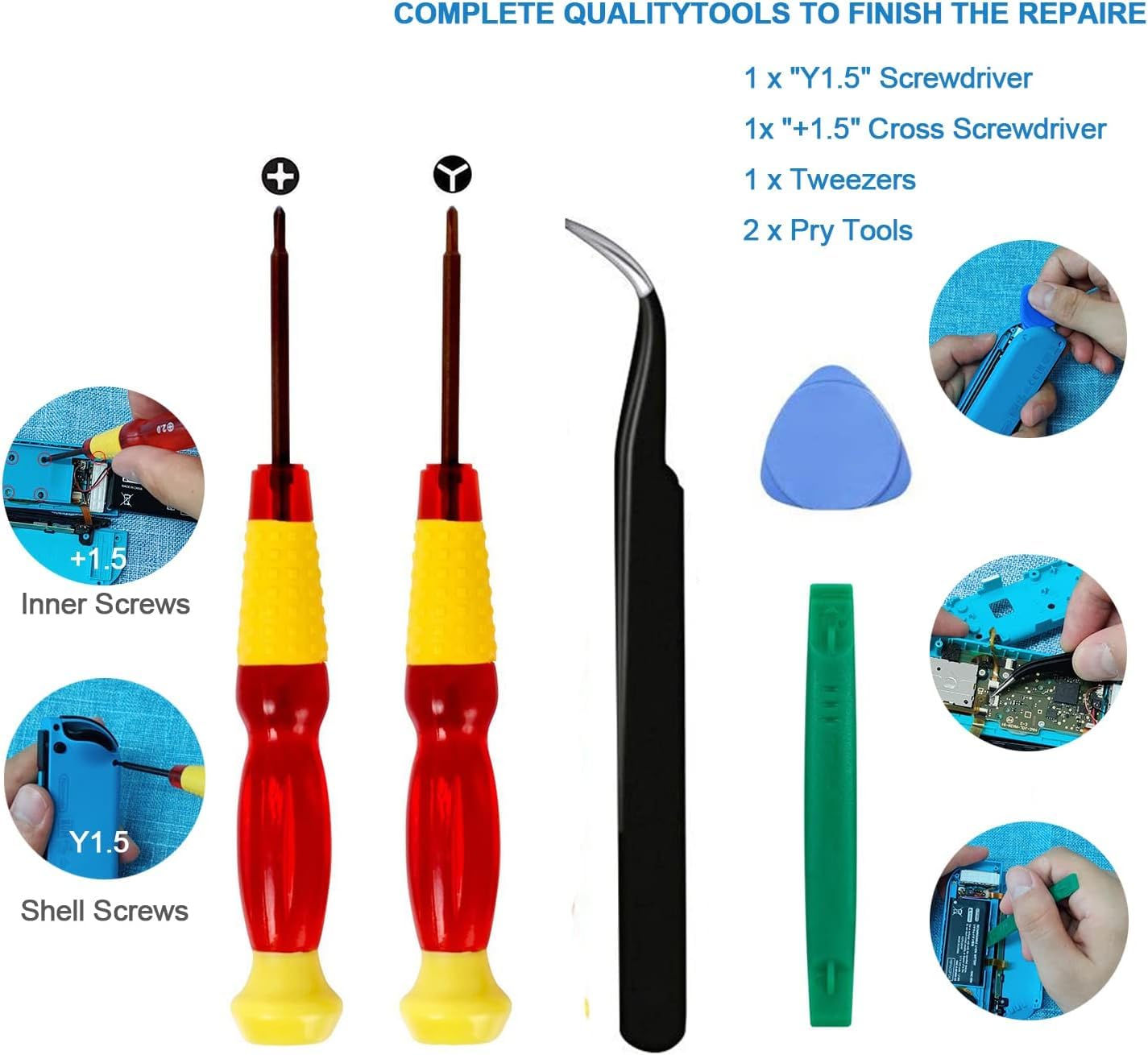 2pcs Replacement Hall Effect Joystick for Nintendo Switch/Switch OLED Model/Switch Lite Joy-Con Controller, Thumb Stick Analog Drift Repair Kit Y1.5 / +1.5 Screwdriver/Pry Fix Tools