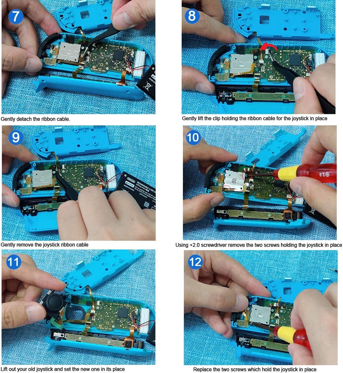 2pcs Replacement Hall Effect Joystick for Nintendo Switch/Switch OLED Model/Switch Lite Joy-Con Controller, Thumb Stick Analog Drift Repair Kit Y1.5 / +1.5 Screwdriver/Pry Fix Tools