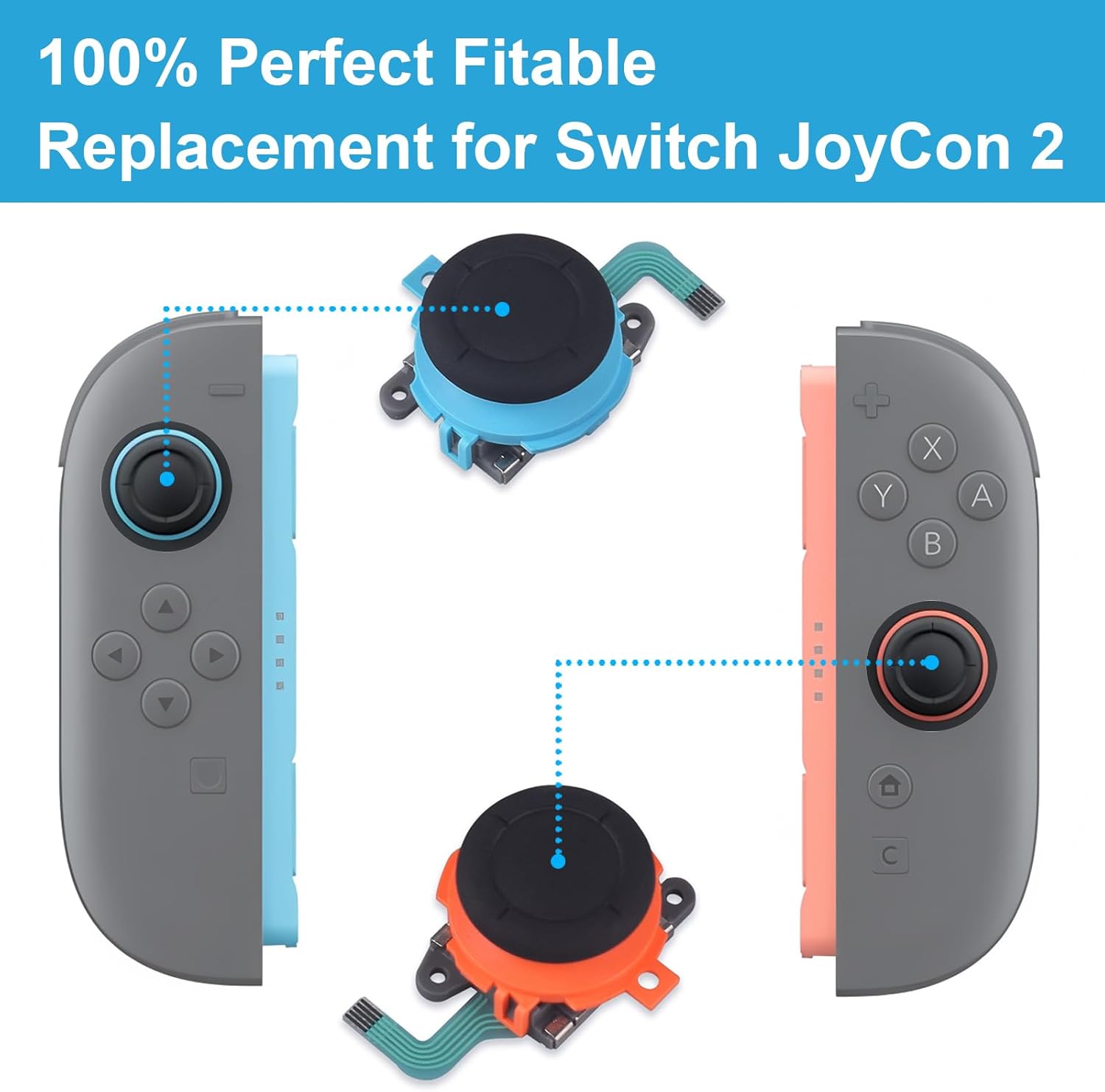 Replacement Joysticks Compatible with Nintendo Switch 2 Joycon Controller 2025 , Drift Fix Repair Kit Screwdriver Pry Tools Accessories Analog Thumb Stick Right+Left