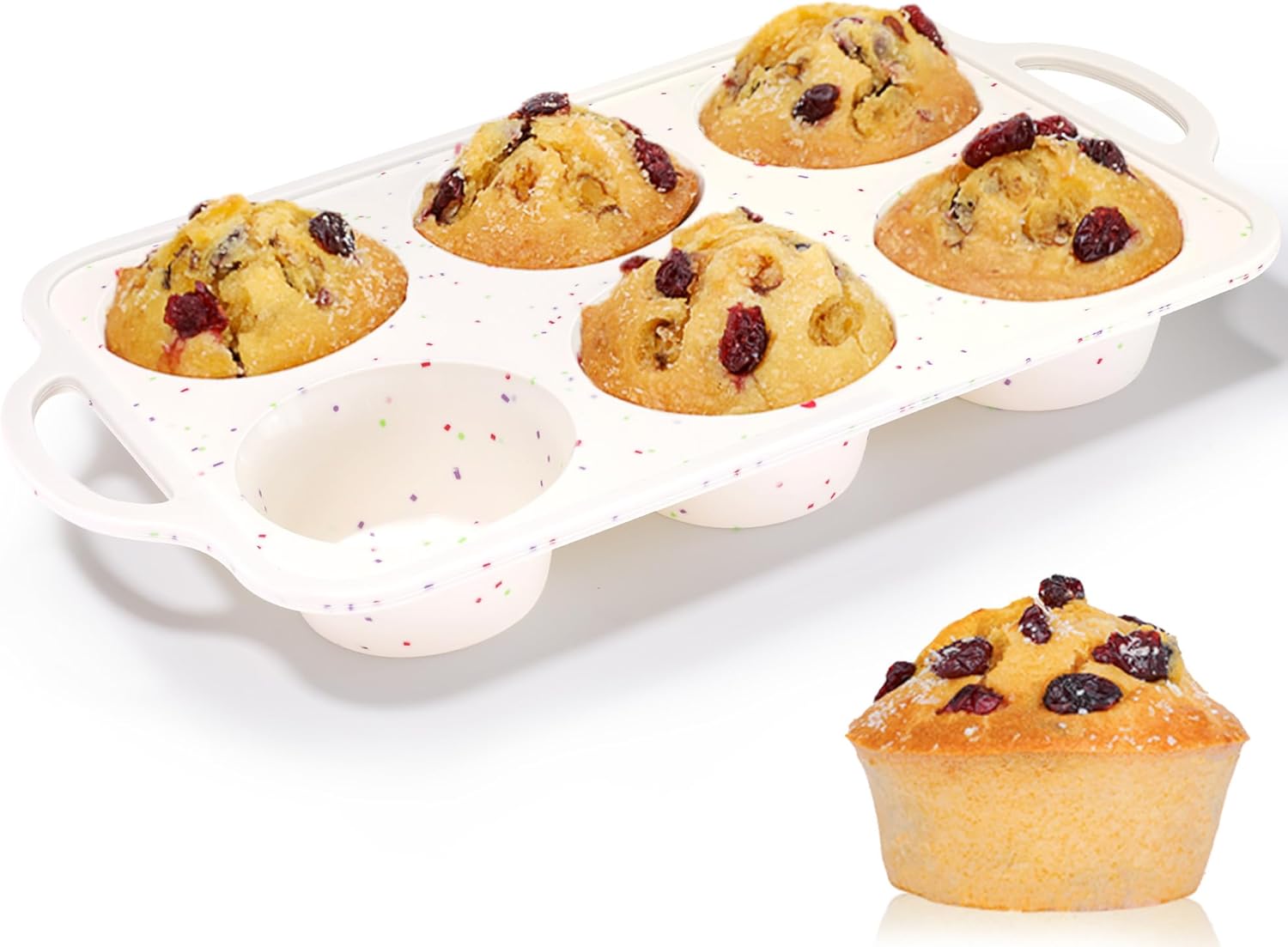 Silicone Regular Size Muffin Pan 12 Cups & Jumbo Muffin Pan with Metal Reinforced Frame