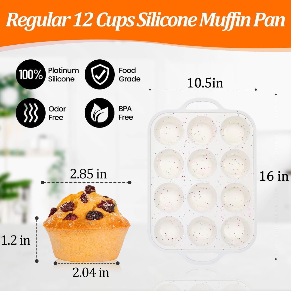 Silicone Regular Size Muffin Pan 12 Cups & Jumbo Muffin Pan with Metal Reinforced Frame