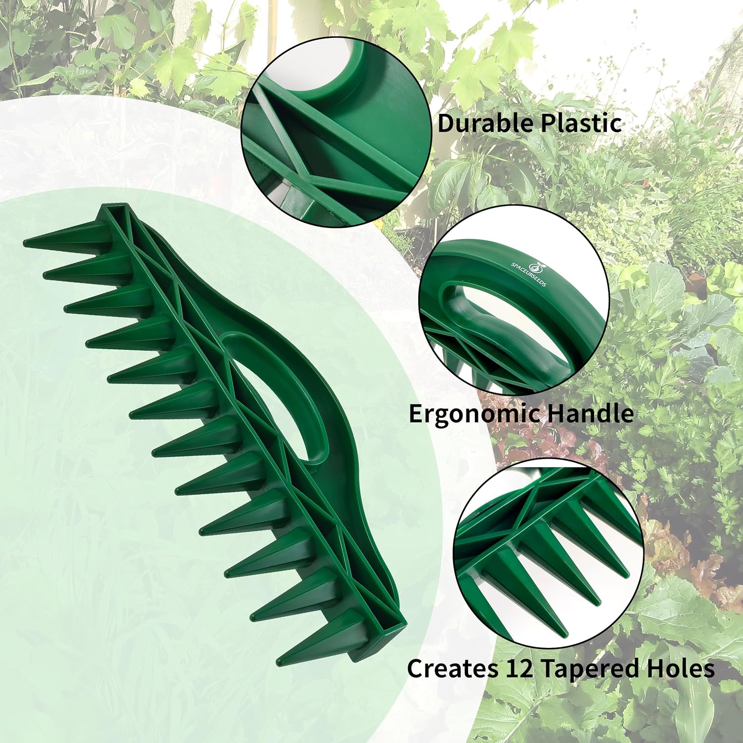 The Row Seeder by – Handheld Garden Tool for Precise Seed & Seedling Spacing in Rows & Seed Trays – for Vegetables, Flowers & Herbs. Durable & Ergonomic