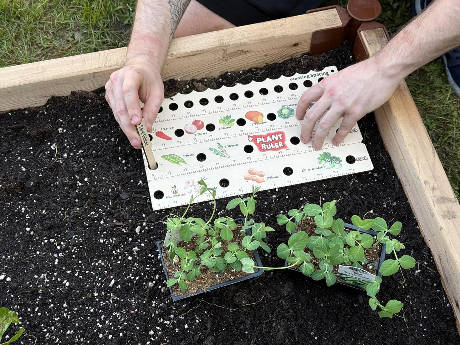 Plant Ruler by – Wooden Seed Spacing Tool for Vegetable Gardens – Garden Planting Guide for Precise Row Planting in Raised Beds & In-Ground Soil
