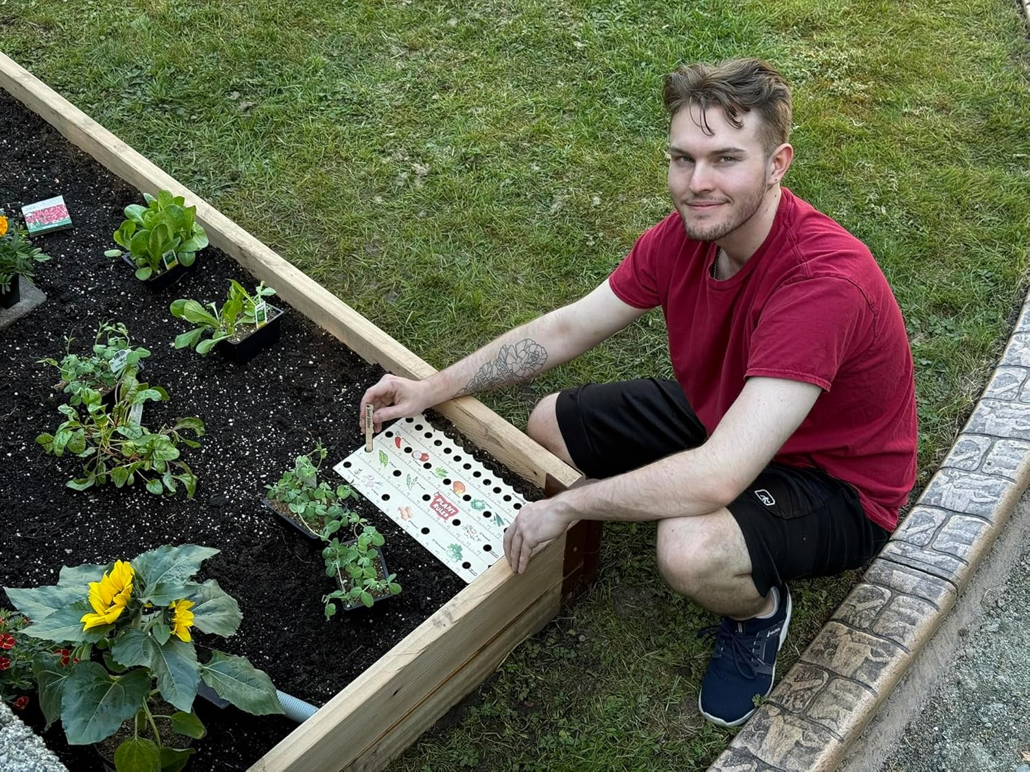 Plant Ruler by – Wooden Seed Spacing Tool for Vegetable Gardens – Garden Planting Guide for Precise Row Planting in Raised Beds & In-Ground Soil