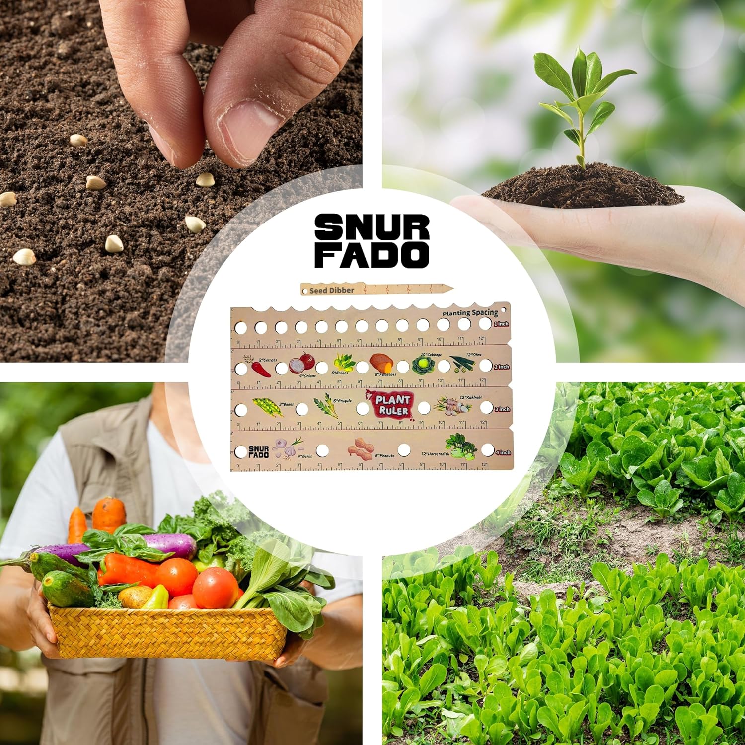 Plant Ruler by – Wooden Seed Spacing Tool for Vegetable Gardens – Garden Planting Guide for Precise Row Planting in Raised Beds & In-Ground Soil