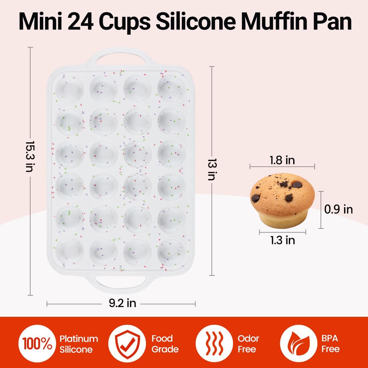 Mini Muffin Pan with Metal Reinforced Frame 24 Cups & Silicone Mini Loaf Pan 12 Cavities