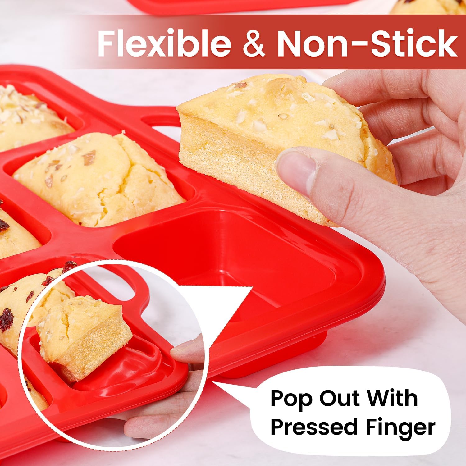Mini Muffin Pan with Metal Reinforced Frame 24 Cups & Silicone Mini Loaf Pan 12 Cavities