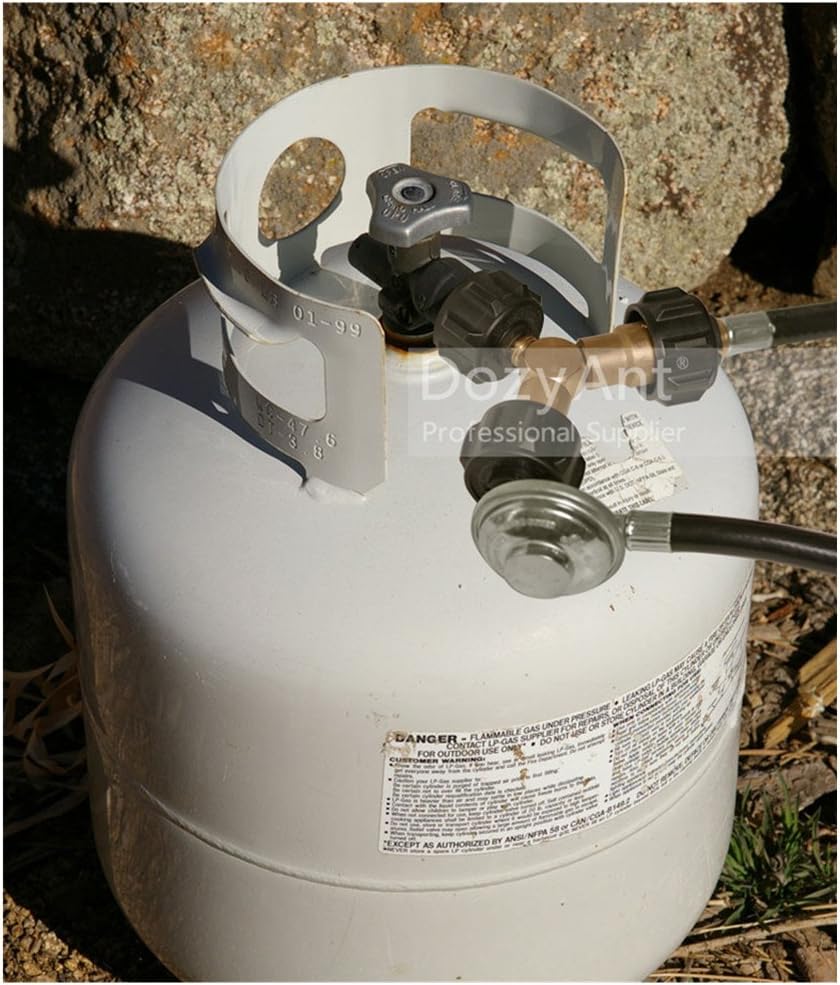 Propane Splitter, 2 Way LP Gas Adapter Tee Connector for 20lb Propane Tank Cylinder, Work with BBQ Grills, Camping Stoves, Gas Burners, Heater