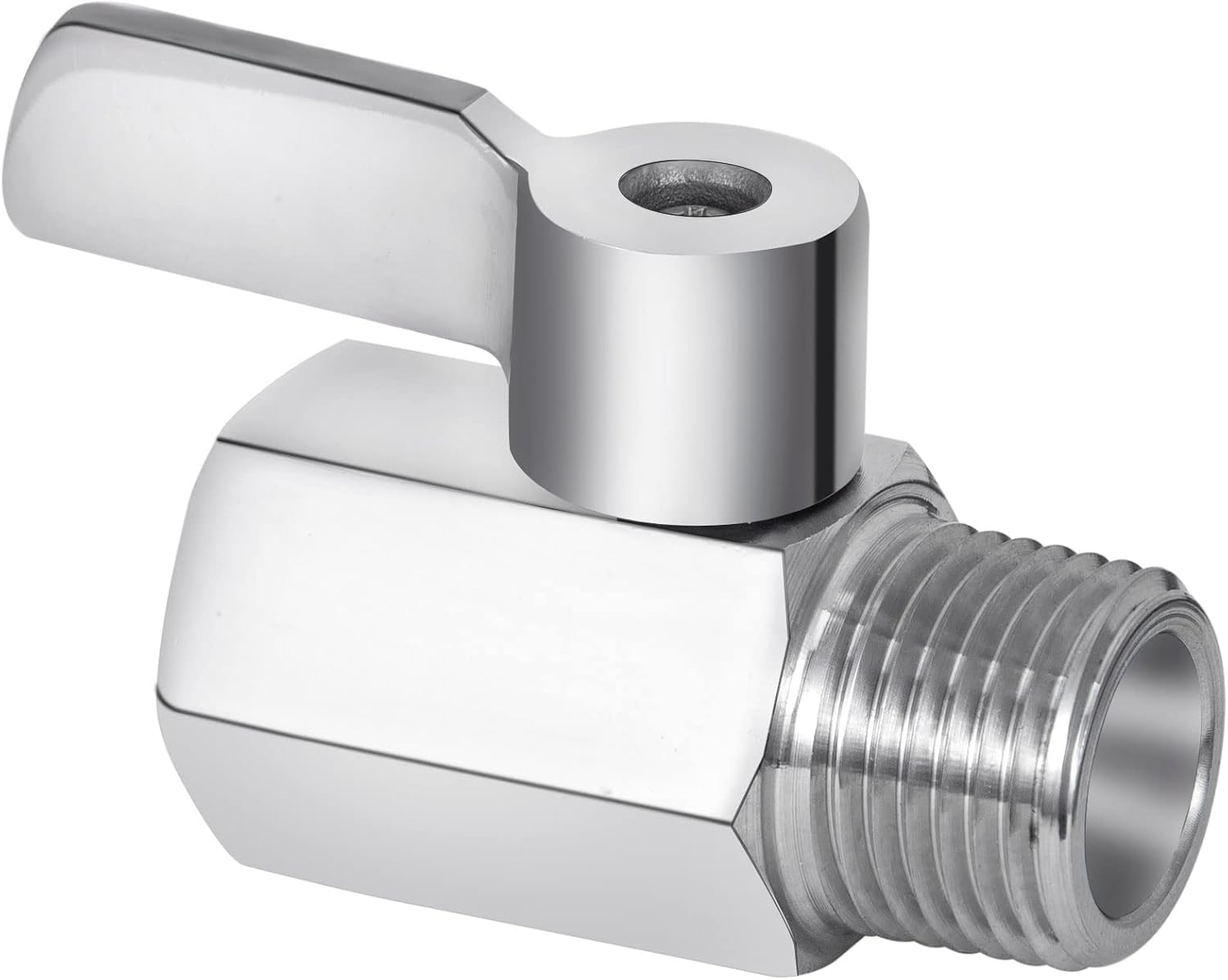 Shower Head Shut Off Valve, 304 Stainless Steel Mini Ball Valve NPT Thread 1/2" Male x 1/2"Female ,Shower Head Flow Control Valve,Water Flow Control Valve 2 Pack