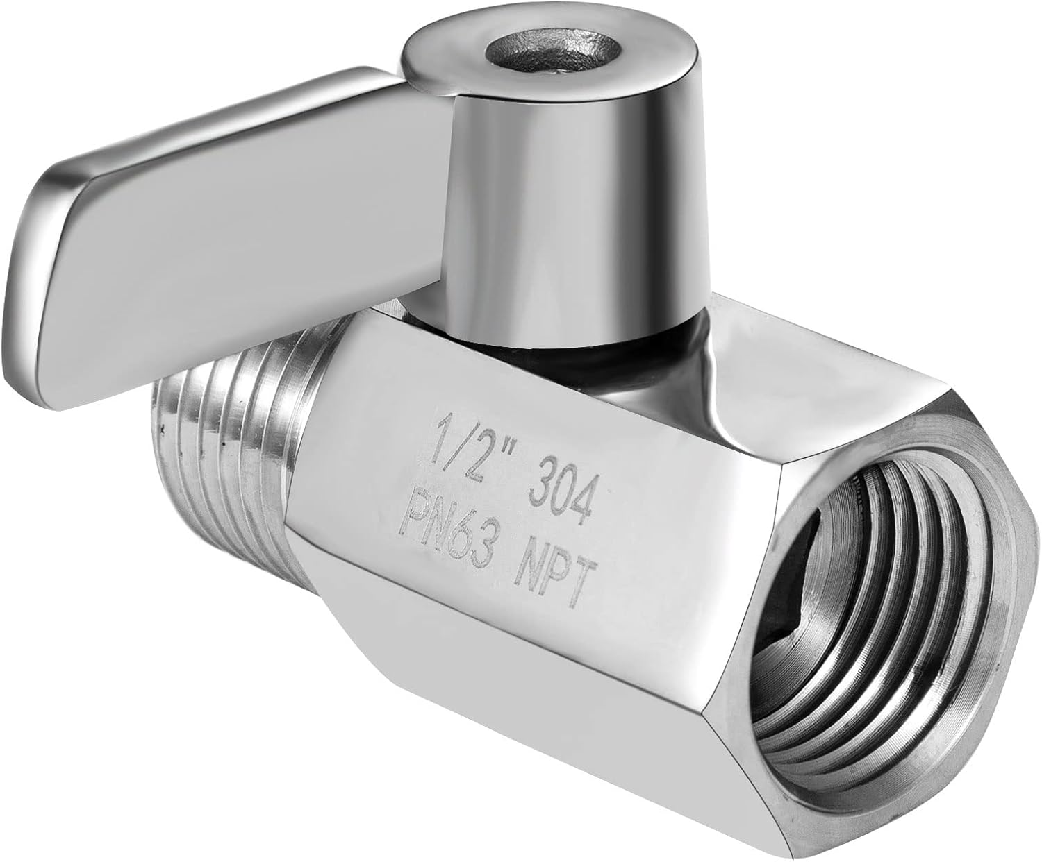 Shower Head Shut Off Valve, 304 Stainless Steel Mini Ball Valve NPT Thread 1/2" Male x 1/2"Female ,Shower Head Flow Control Valve,Water Flow Control Valve 2 Pack