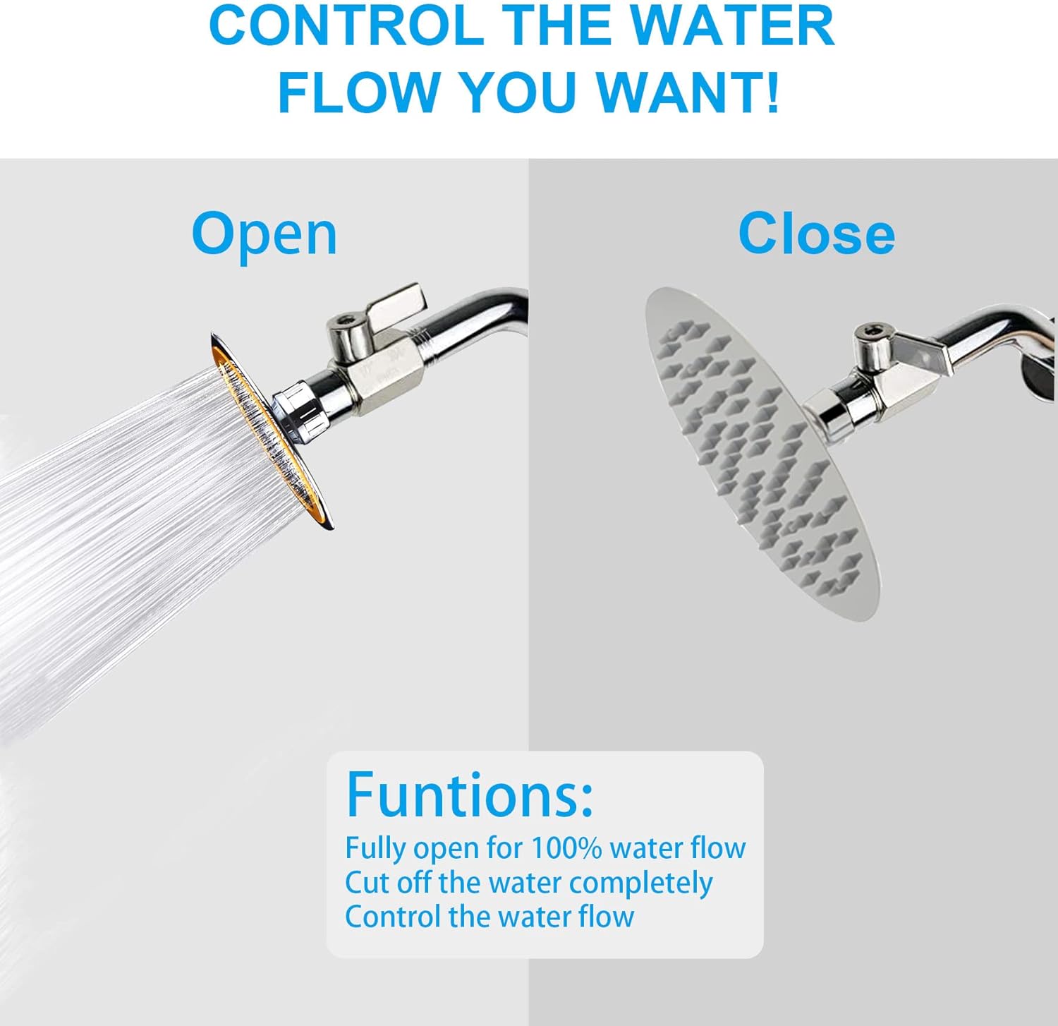 Shower Head Shut Off Valve, 304 Stainless Steel Mini Ball Valve NPT Thread 1/2" Male x 1/2"Female ,Shower Head Flow Control Valve,Water Flow Control Valve 2 Pack