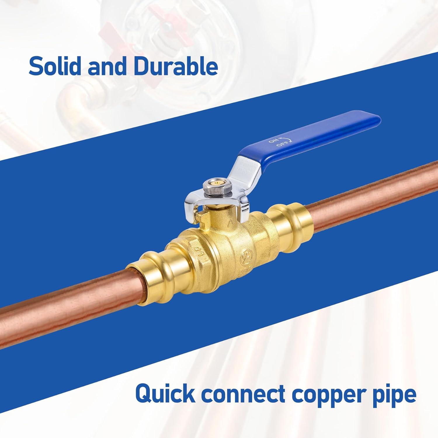 1/2" Press Ball Valve, Lead-Free Press into 1/2"Copper Tubing Connection with EPDM O-ring