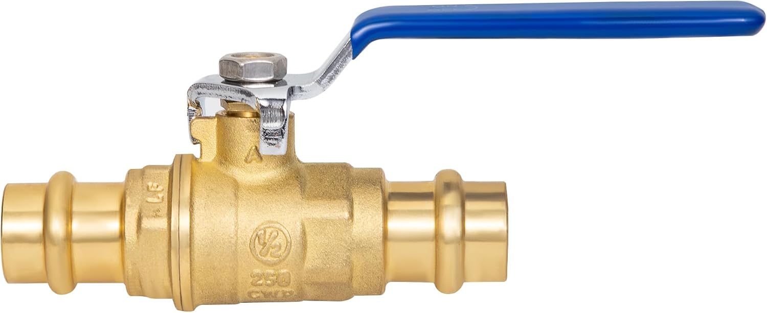 1/2" Press Ball Valve, Lead-Free Press into 1/2"Copper Tubing Connection with EPDM O-ring