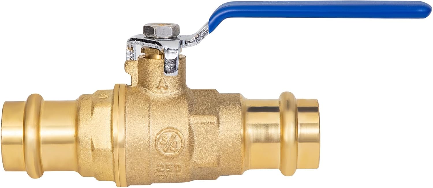 3/4 in Lead-Free Press Ball Valve,Press into 3/4"Copper Tubing Connection with EPDM O-ring