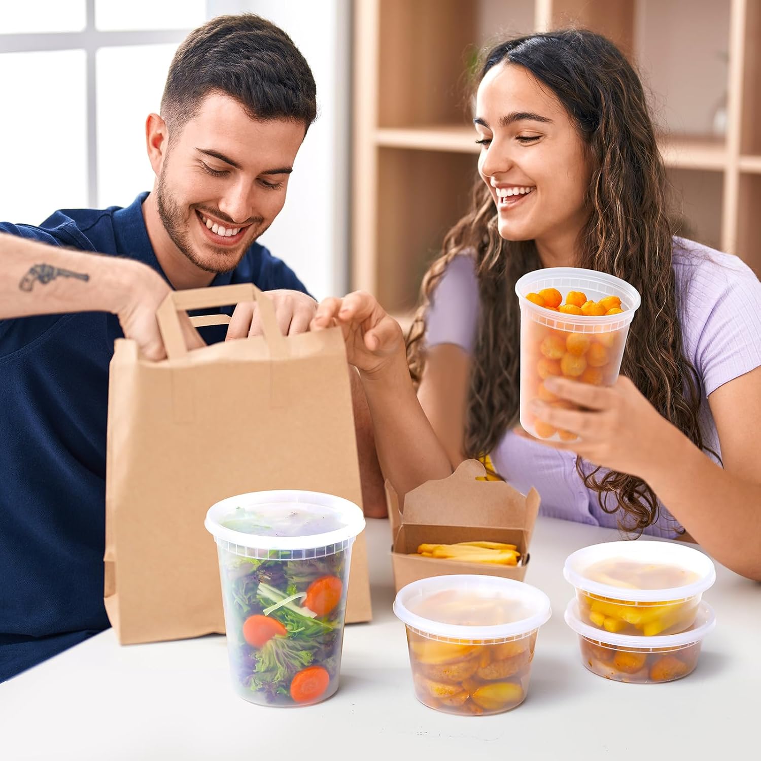 90 Sets Plastic Deli Containers With Lids, Assorted Sizes 8 oz 16oz 32oz Variety pack, Airtight Food Storage Containers, Freezer/Dishwasher/Microwave Safe, Soup Containers For Takeout Food Storage